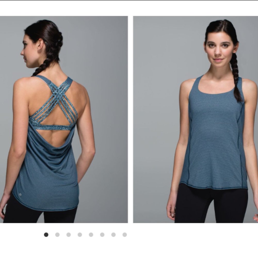 Lululemon Sz 8 Blue Racerback Wild Tank Heathered Alberta Lake / Pebble Print